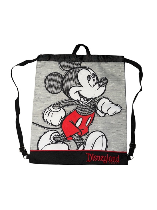 Disney Other - Disney Parks Disneyland Mickey Mouse Sketch Drawstring Backpack Cinch Sack Gray